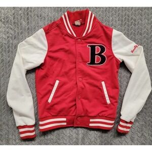 Women's Love Tree Jacket‎ Varsity Jacket Size Small Red White Cotton Blend